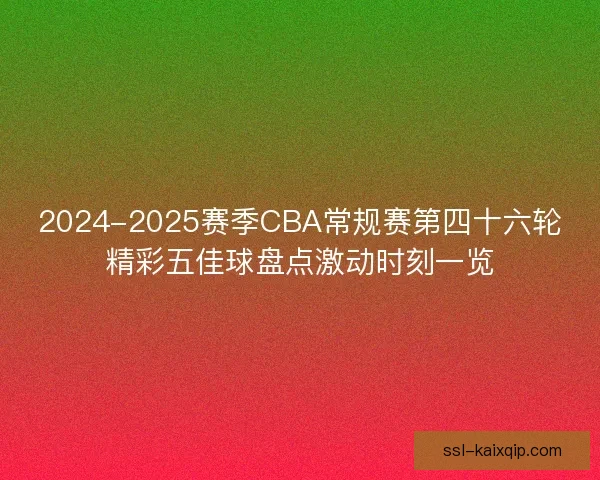 2024-2025赛季CBA常规赛第四十六轮精彩五佳球盘点激动时刻一览